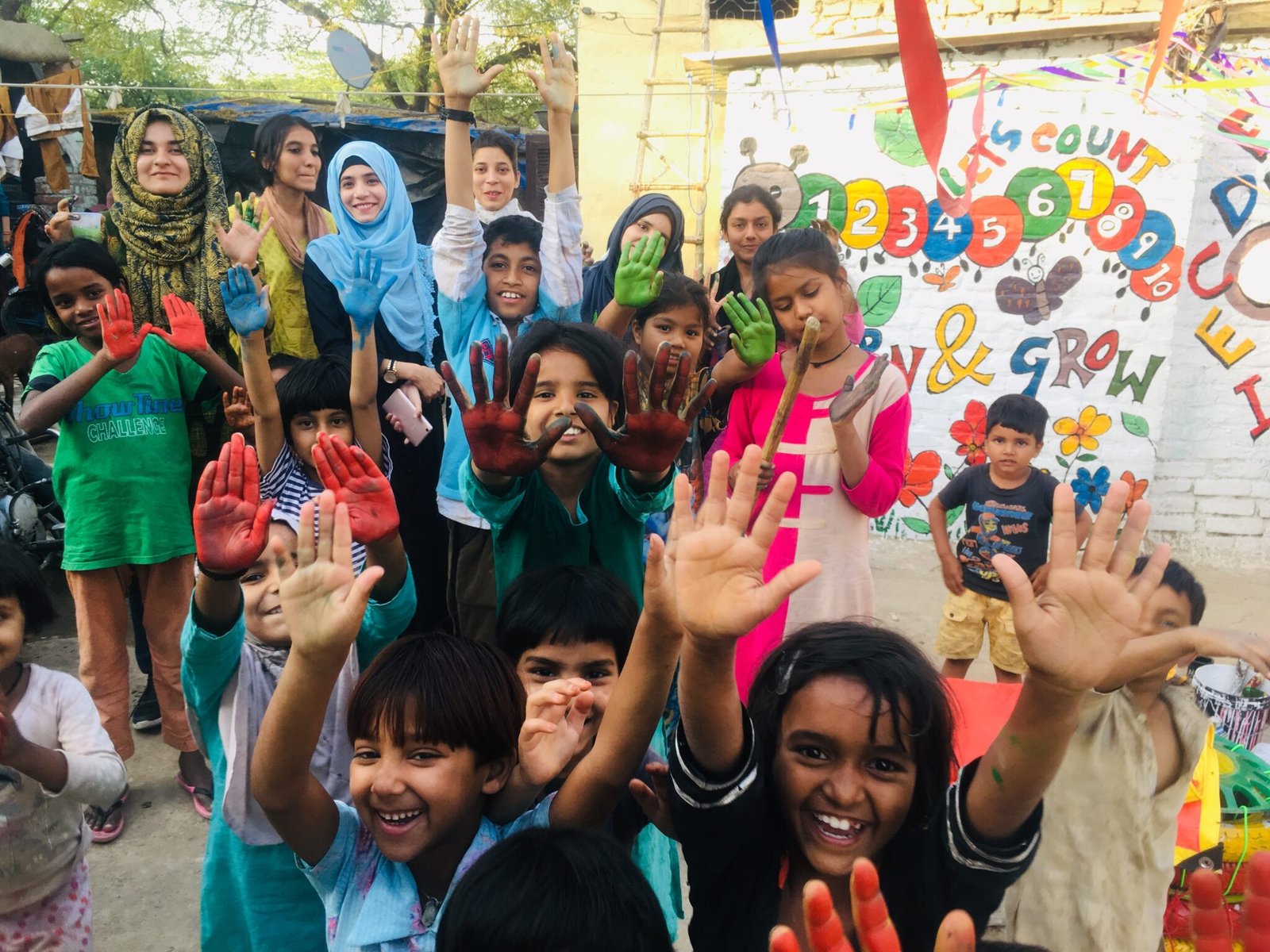 Children taking part in a creative community activity